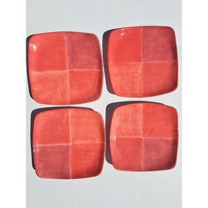 Vtg Y2k  4 Tabletops Unlimited Quadrettini Square  Dinner Plates 11 " Red NOS